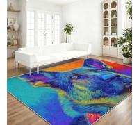 Lavable Tapis Bleu, Animal Dessin Animé Berger Allemand Imprimé Facile Entretien Doux Flanelle Tapis à Poils Courts, 80 x 150 cm Antidérapant Résistant Moquette pour Chambre Bureau Manger