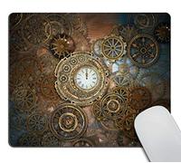 Lavable Tapis de Bureau Horloge et Engrenages Steampunk Rusty Gamer Mouse Pad Souris de Bureau 25x30cm pour PC,Jeux,Bureau