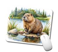Lavable Tapis de Souris de Jeu Castor dans l'aquarelle du Barrage de l'étang Mouse Pad Gamer Mouse Pad 25x30cm pour PC,Joueurs Professionnels,Les capteurs de Jeu