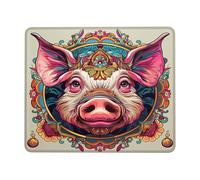 Lavable Tapis de Souris de Jeu, Cochon Animal Royal Bohème Fleur Totem Gamer Mouse Pad Moderne Tapis de Souris Gamer pour PC Jeux Les capteurs de Jeu
