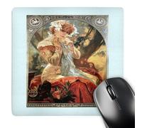 Lavable Tapis De Souris D'Ordinateur Alphonse Muchas, Jolie Dame Aux Bijoux en Argent 25X30Cm, Mouse Pad Améliore La Précision Et La Vitesse Tapis De Gaming pour Bureau Joueurs Professionnels