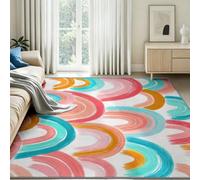 Lavable Tapis Dessin Animé Amusant Salon Pile Courte rug 180 x 240 cm | Tapis Antidérapant Poils Arc-en-ciel Arches - Moquette Doux Déco Maison pour Chambre, cuisine et salle de bain