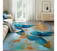 Lavable Tapis Moderne Minimaliste Salon Pile Courte Rug 120 x 170 cm | Tapis Antidérapant Poils Papillon Sable Mouvant Doré - Moquette Doux Déco Maison pour Chambre, cuisine et salle de bain