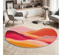 Lavable Tapis Rond 100cm Antidérapant Fin Rose Orange Tapi Circulaire Salon Chambre Design Minimaliste Collines colorées Médaillon Tapis de Sol Tapi de Décoration