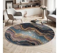 Lavable Tapis Rond 60cm Antidérapant Fin Or Rose Tapi Circulaire Salon Chambre Style Luxueux Vortex de marbre Médaillon Tapis de Sol Tapi de Décoration