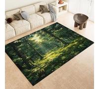 Lavable Verte Forêt Verte Colorée pour Le Salon Mat De Tas Court À Tox,