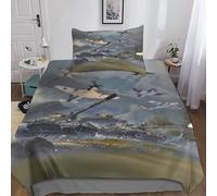Lavable WW II Airplane Design Housse De Couette Single（135x200cm）, Literie Chaleur Linge De Lit Aide Au Sommeil, Finesse WW2 Char (d'assaut) s Parure De Lit