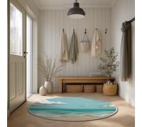 Lavables Tapis De Chaise Gaming Cyan Illustration Tapis Round Concise Mignon Paysage Decoration Imprimé Léger pour Chambre Fille Carpets 80 cm