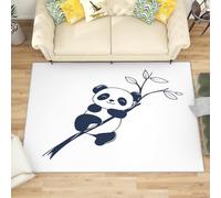 Lavables Tapis de Salon ModèLe de Panda Simple, 180x240 cm Entretien Facile Intérieur Moquette - Blanc Grande Tapis Poils Ras Antidérapant pour Chambre d'enfant et Adulte