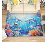 Lavables Tapis de Salon Monde sous-Marin Fantastique, 140x200 cm Entretien Facile Intérieur Moquette - Coloré Grande Tapis Poils Ras Antidérapant pour Chambre d'enfant et Adulte
