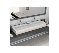 Lavabo 120x46x11 cm Fonte minérale marbre Blanc Blanc G