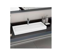 Lavabo 120x46x11 cm Fonte minérale marbre Blanc