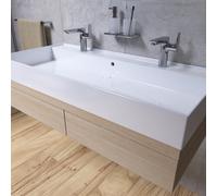 Lavabo 121,4 x 46,9 cm en céramique blanc - 2 trous - Infinitio (SATINF12046)