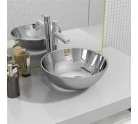 vidaXL Lavabo vasque à poser lave-mains 28 x 10 cm céramique argenté