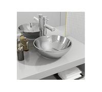 vidaXL Lavabo 32,5 x 14 cm, céramique, argenté