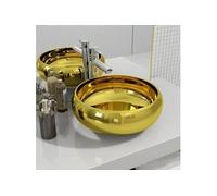 vidaXL Lavabo 40 x 15 cm Céramique Doré