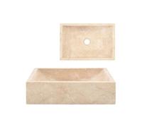 vidaXL Lavabo lave‑mains vasque à poser Marbre crème brillant – Salle de bain