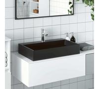Lavabo 60x38x11 cm fonte minérale/fonte de marbre noir mat