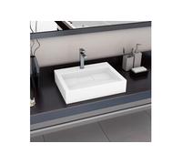 Lavabo 60x38x11 cm Fonte minérale marbre Blanc