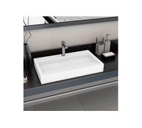 vidaXL Lavabo en fonte minérale/marbre 80 x 46 x 11 cm Blanc