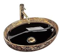 Rea Vasque à poser Margot Gold/Black Lavabo Salle de Bain 520 x 400 x 135 mm en Céramique (Noir/doré)