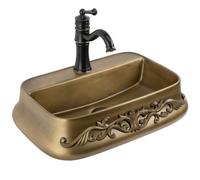 Lavabo À Poser Rea Castel Cuivre, Bronze Antique 53X38X14Cm