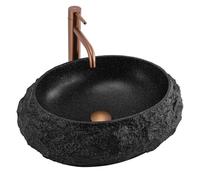 Rea Mika lavabo 50x38 cm ovale à poser noir-gris/pierre mat REA-U4333