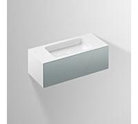 Alape WP.Folio4 Plan de toilette, 1004x350x450mm, Meuble sous-lavabo 1 tiroir Ã sortie totale, Plan de toilette sans trou pour robinet, 515651, Couleur (avant/corps): Laque mate soyeuse Gris fossile - 5156510000