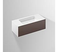Alape WP.Folio4 Plan de toilette, 1004x350x450mm, Meuble sous-lavabo 1 tiroir à sortie totale, Plan de toilette sans trou pour robinet, 515651, Farbe: Laque mate soyeuse Terre de l'ombre