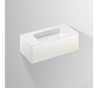 Alape WP.Folio3 Plan de toilette, 1004x350x500mm, meuble sous-lavabo 1 tiroir Ã sortie totale, plan de toilette avec trou pour robinet, 515681, Couleur (avant/corps): LaquÃ© blanc satinÃ© - 5156814000