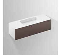 Alape WP.Folio6 Plan de toilette, 1254x350x450mm, Meuble sous-lavabo 1 tiroir Ã sortie totale, Plan de toilette sans trou pour robinet, 515751, Couleur (avant/corps): Laque mate soyeuse Terre de l'ombre - 5157513000