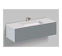 Alape WP.Folio5 Plan de toilette, 1254x350x500mm, Meuble sous-lavabo 1 tiroir Ã sortie totale, Plan de toilette avec trou pour robinet, 515781, Couleur (avant/corps): Laque mate soyeuse Gris fossile - 5157810000