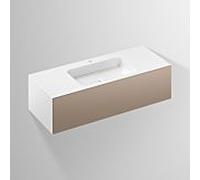 Alape WP.Folio5 Plan de toilette, 1254x350x500mm, Meuble sous-lavabo 1 tiroir à sortie totale, Plan de toilette avec trou pour robinet, 5157811000, Couleur: Laque satin pierre de lune