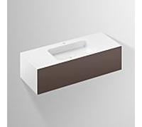 Alape WP.Folio5 Plan de toilette, 1254x350x500mm, Meuble sous-lavabo 1 tiroir Ã sortie totale, Plan de toilette avec trou pour robinet, 515781, Couleur (avant/corps): Laque mate soyeuse Terre de l'ombre - 5157813000