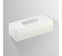 Alape WP.Folio5 Plan de toilette, 1254x350x500mm, Meuble sous-lavabo 1 tiroir Ã sortie totale, Plan de toilette avec trou pour robinet, 515781, Couleur (avant/corps): LaquÃ© blanc satinÃ© - 5157814000