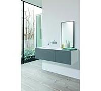 Alape WP.Folio8 Plan de toilette, 1254x350x450mm, meuble sous-lavabo 2 tiroirs, lavabo sans trou pour robinet, 515851, Couleur (avant/corps): Laque mate soyeuse Gris fossile - 5158510000