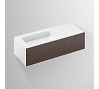 Alape WP.Folio7 Plan de toilette, 1254x350x500mm, meuble sous-lavabo 2 tiroirs, lavabo avec trou pour robinet, 515881, Couleur (avant/corps): Laque mate soyeuse Terre de l'ombre - 5158813000