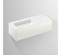 Alape WP.Folio7 Plan de toilette, 1254x350x500mm, meuble sous-lavabo 2 tiroirs, lavabo avec trou pour robinet, 515881, Couleur (avant/corps): LaquÃ© blanc satinÃ© - 5158814000