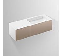 Alape WP.Folio10 Plan de toilette, 1254x350x450mm, meuble sous-lavabo 2 tiroirs, lavabo sans trou pour robinet, 515951, Couleur (avant/corps): Laque satin pierre de lune - 5159511000