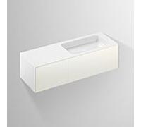 Alape WP.Folio10 Plan de toilette, 1254x350x450mm, meuble sous-lavabo 2 tiroirs, lavabo sans trou pour robinet, 515951, Couleur (avant/corps): LaquÃ© blanc satinÃ© - 5159514000