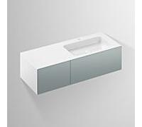 Alape WP.Folio9 Plan de toilette, 1254x350x500mm, meuble sous-lavabo 2 tiroirs, lavabo avec trou pour robinet, 515981, Couleur (avant/corps): Laque mate soyeuse Gris fossile - 5159810000