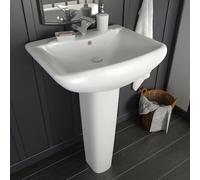 Lavabo autoportant avec socle en céramique Blanc 58x47x20 cm