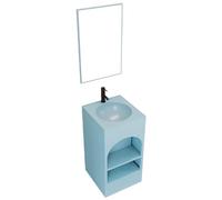 Lavabo autoportant, lavabo moderne sur pied pour salle de bain, meuble de lavabo à poser au sol avec lumière LED