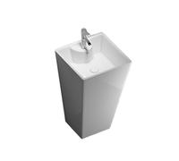 Lavabo autoportant Lavabo sur pied en porcelaine blanche moderne, ensemble lavabo monobloc avec robinet et kit de vidange