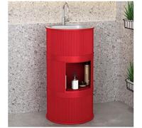 Lavabo autoportant moderne en céramique pour salle de bain - Meuble de sol élégant avec rangement sous évier - Économie d'espace - Design contemporain