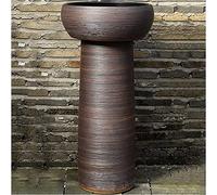 Lavabo autoportant pour salle de bain - Vase en argile kaolin fait à la main avec trou de drainage pour une installation facile, idéal pour les salles de bains d'hôtel et de maison