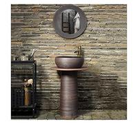 Lavabo autoportant pour salle de bain - Vase en argile kaolin fait à la main avec trou de drainage pour une installation facile, idéal pour les salles de bains d'hôtel et de maison