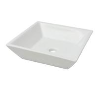 Lavabo avec Glaze Anti-Tache Brillante & Trou de Drain Carré Céramique Blanc 41,5x41,5x12 cm