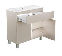 Lavabo avec Meuble sous-Vasque, 80 cm de Large, modèle Ariza, Suspendu ou sur Pied, Meuble sous-Vasque Couleur Cachemire, Beige Mat