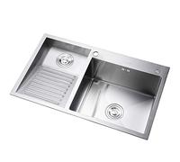 Lavabo avec planche à récurer, en acier inoxydable, évier de cuisine avec robinet, ménage, piscine, balcon, chambre, lavabo, facile à nettoyer, double vasque